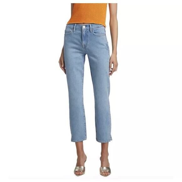 NWT Frame Denim Le High Waist Ankle Straight Leg Jean Caye Sand Lyocell Blend 27 - Picture 1 of 7